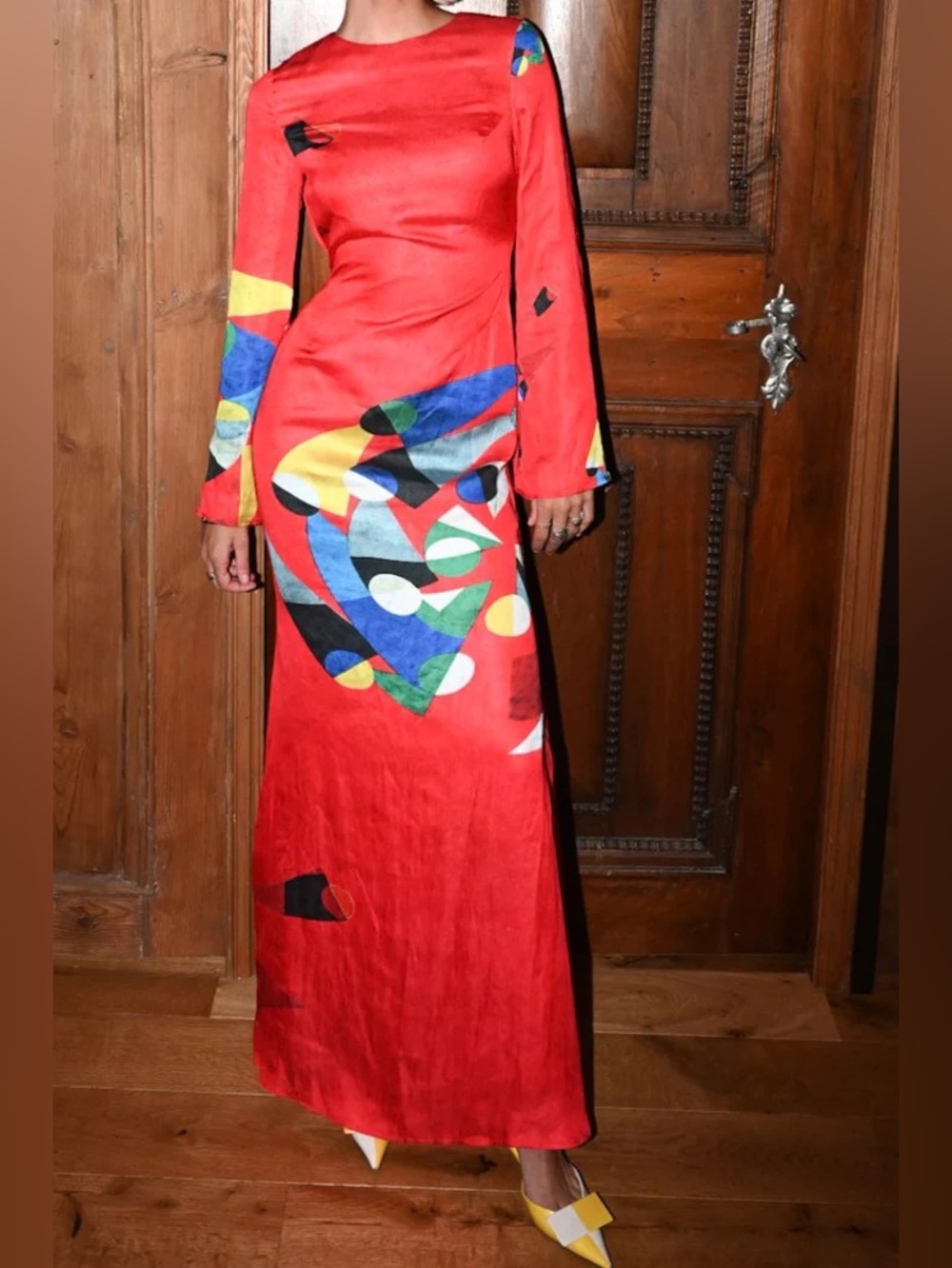 Yllw (Yellow) The Label Nova Dress - Red Geometric